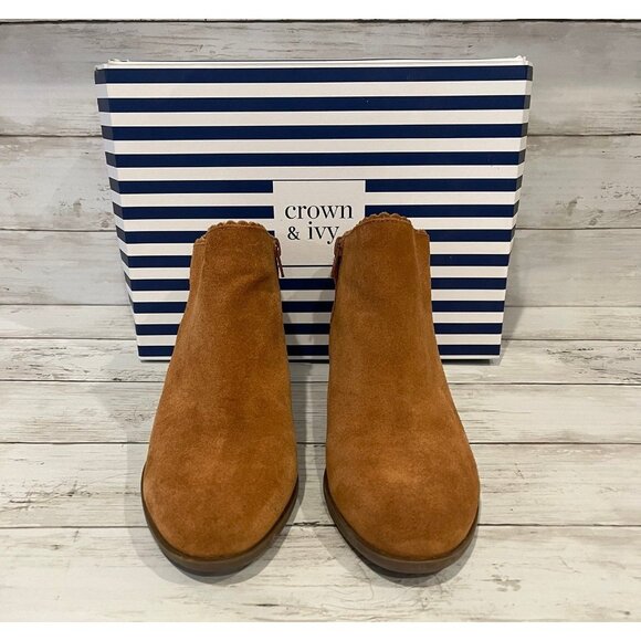 Brown Leather Ankle Booties by Crown & Ivy - Picture 3 of 9